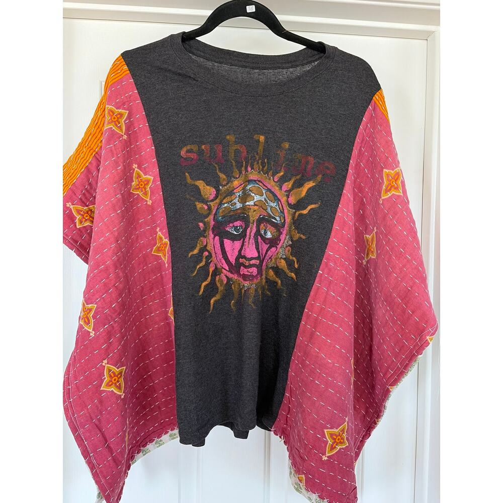 Sublime Upcycled Kantha Tunic Top Shirt OS Handmade Bohemian